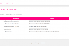 Liste des options du shorcode